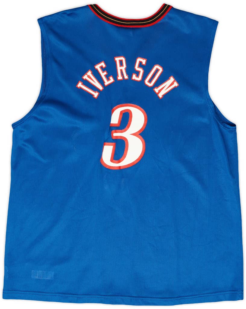 2000-02 Philadelphia 76ers Iverson #3 Champion Alternate Jersey - 9/10 - (M)