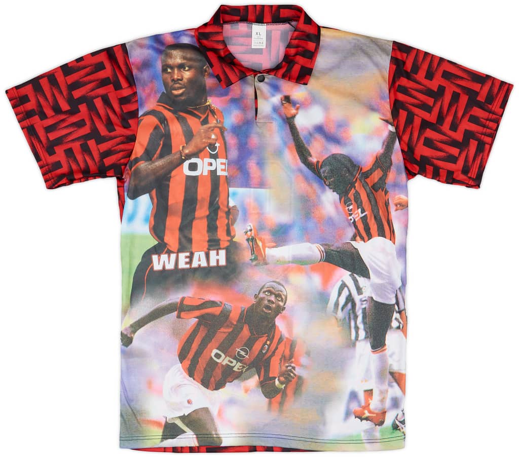 1996-97 AC Milan Graphic Shirt Weah #9 - 9/10 - (XL)
