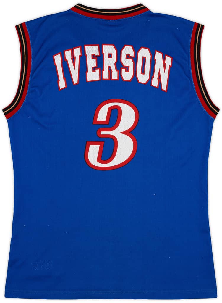 1999-00 Philadelphia 76ers Iverson #3 Champion Alternate Jersey - 8/10 - (S)
