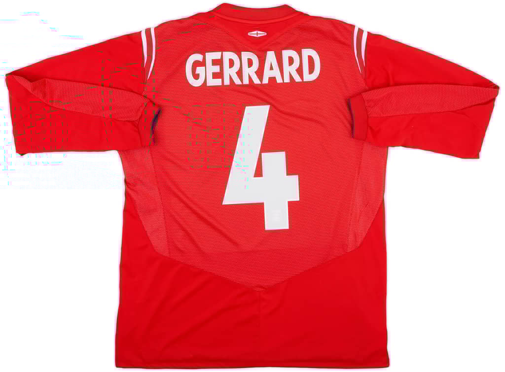 2004-06 England Away L/S Shirt Gerrard #4 - 7/10 - (L)