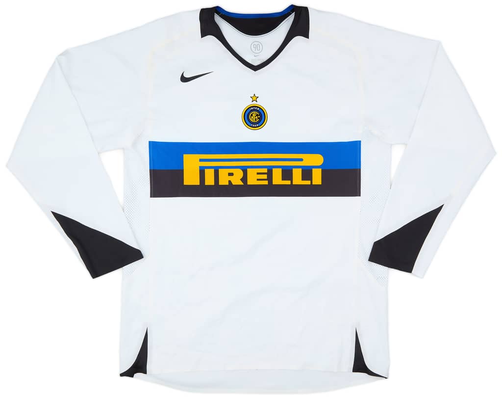 2005-06 Inter Milan Player Issue Away L/S Shirt Figo #7 - 6/10 - (XL)