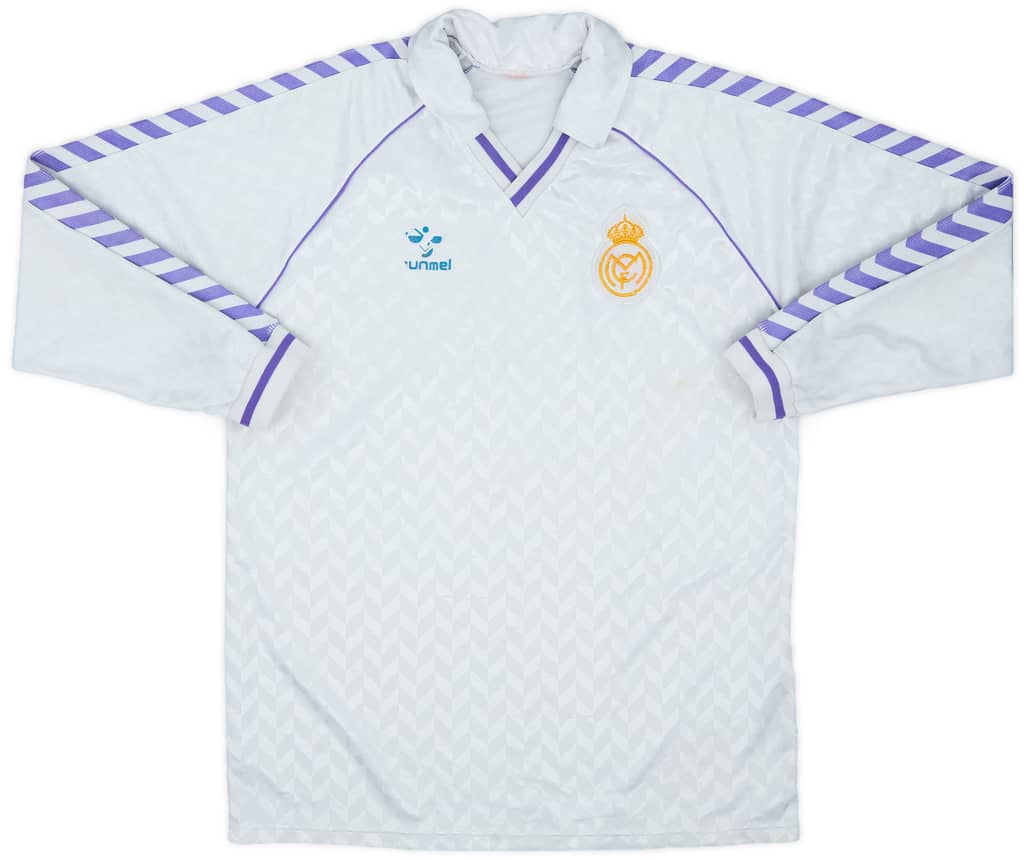 1986-88 Real Madrid Home L/S Shirt - 5/10 - (L)
