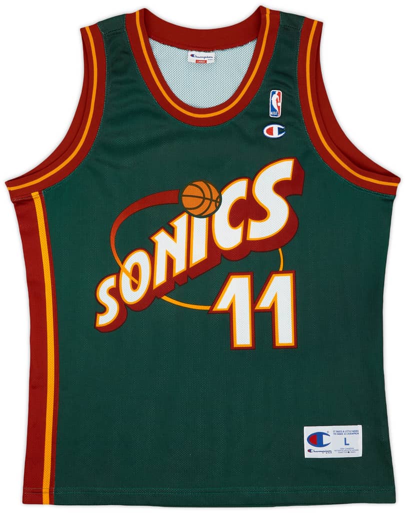 1995-99 Seattle Supersonics Schrempf #11 Champion Away Jersey - 9/10 - (L)
