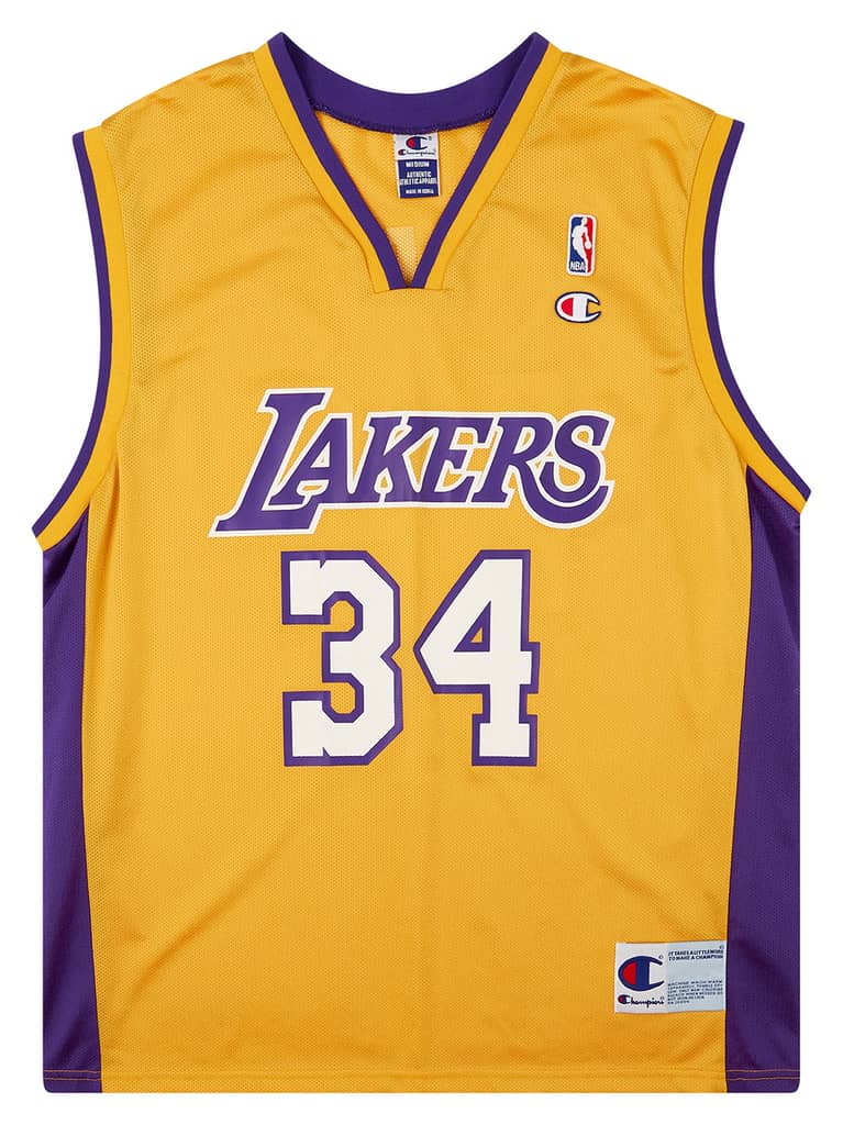 1999-02 LA Lakers O'Neal #34 Champion Home Jersey (Excellent) XXL