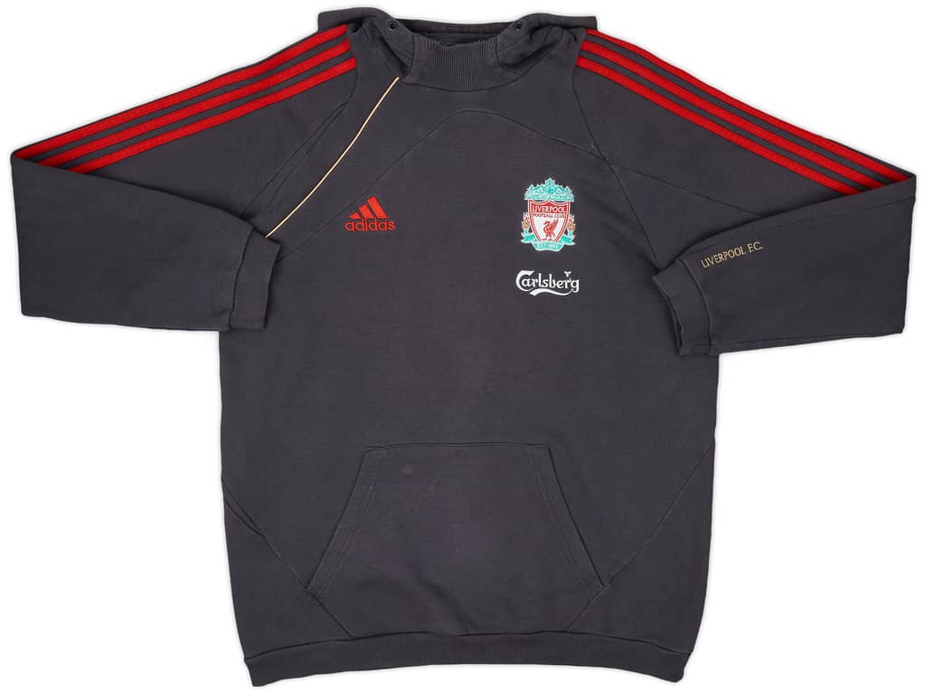 2009-10 Liverpool adidas Hooded Sweat Top - 8/10 - (L)