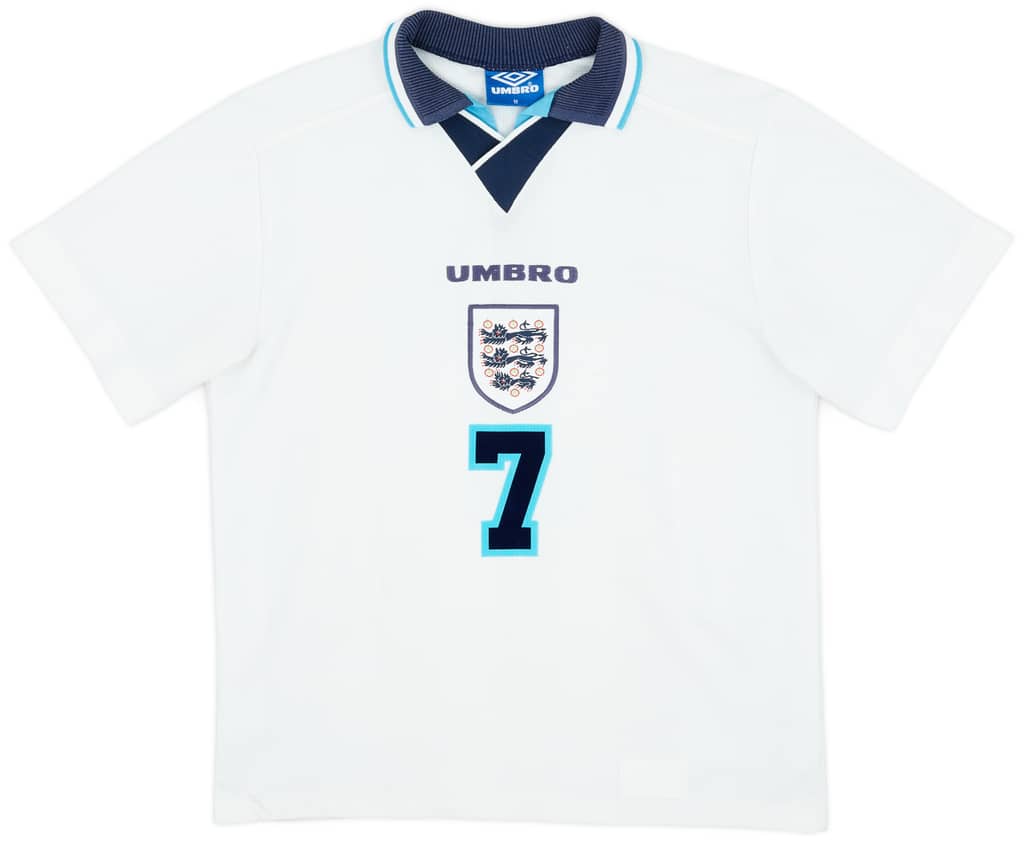 1995-97 England Home Shirt Beckham #7 - 8/10 - (M)