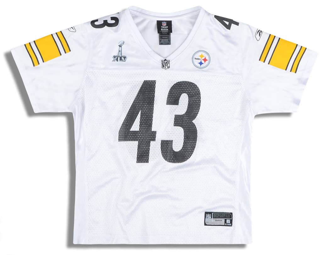 2011 Pittsburgh Steelers Super Bowl XLV Polamalu #43 Reebok Jersey (Away) Womens (XL)