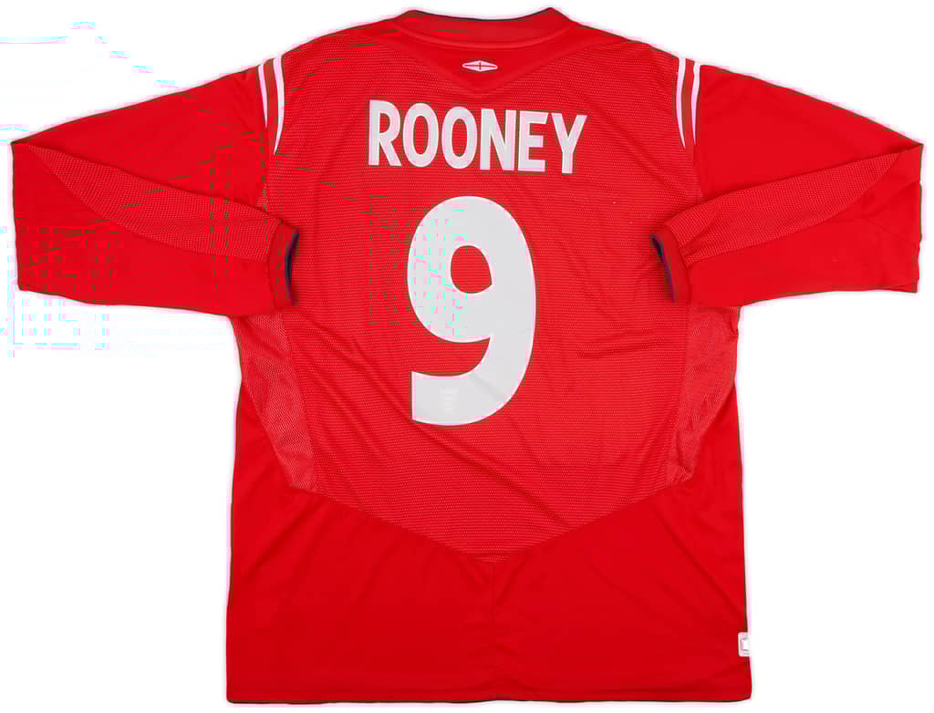 2004-06 England Away L/S Shirt Rooney #9 - 9/10 - (XL)