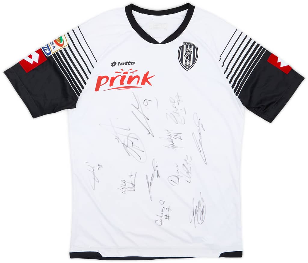 2014-15 Cesena Match Issue Squad Signed Home Shirt Mazzotta #3