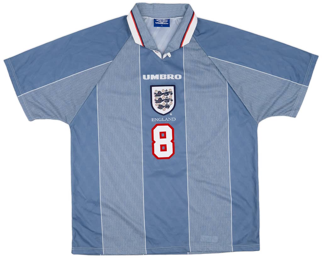 1996-97 England Away Shirt Gascoigne #8 - 8/10 - (XL)