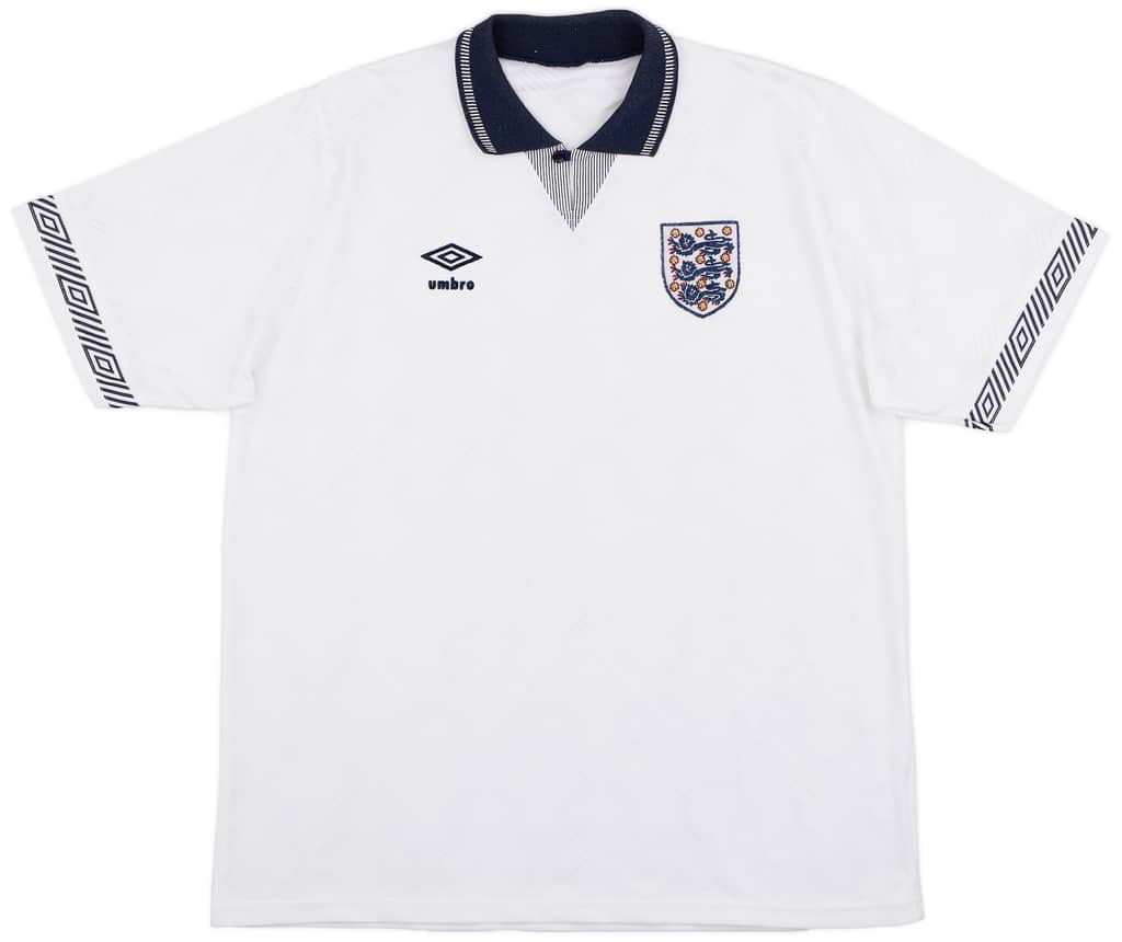 1990-92 England Home Shirt - 8/10 - (XL)