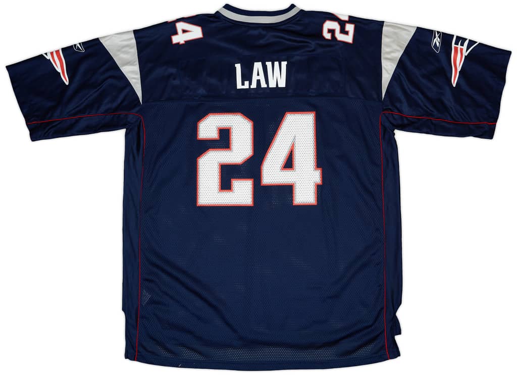 2002-04 New England Patriots Law #24 Reebok On Field Home Jersey - 9/10 - (XXL)