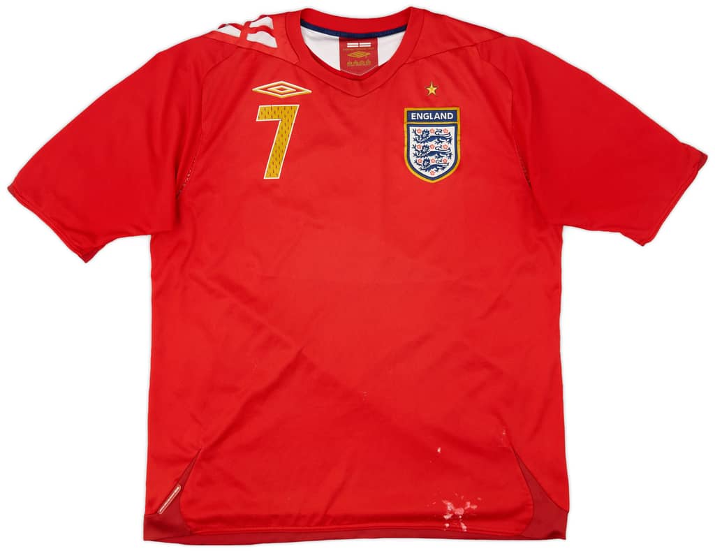 2006-08 England Away Shirt Beckham #7 - 6/10 - (L)