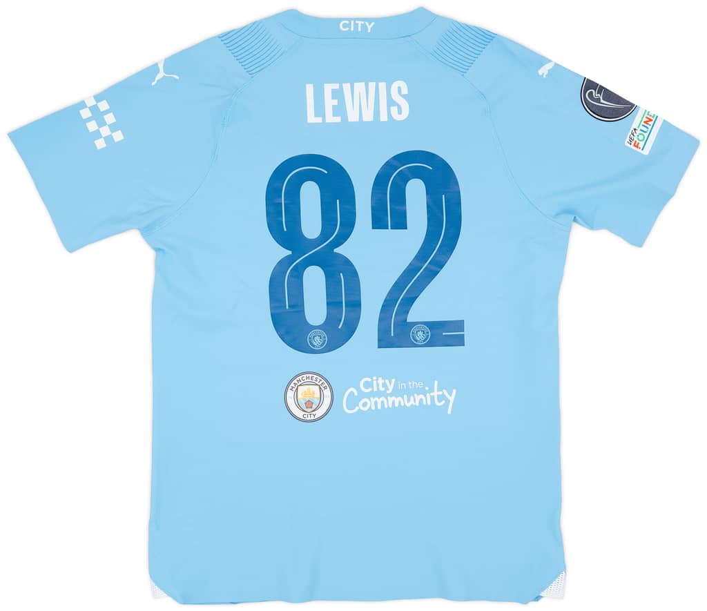 2023-24 Manchester City Match Issue Champions League Home Shirt Lewis #82