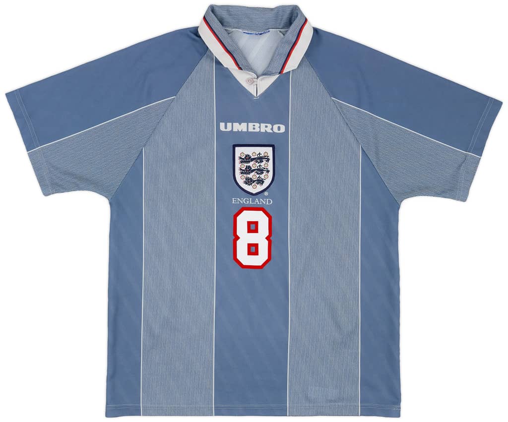 1996-97 England Away Shirt Gascoigne #8 - 8/10 - (L)