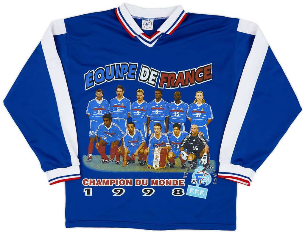1998 France 'Champion du Monde' L/S Shirt - 8/10 - (XL.Boys)