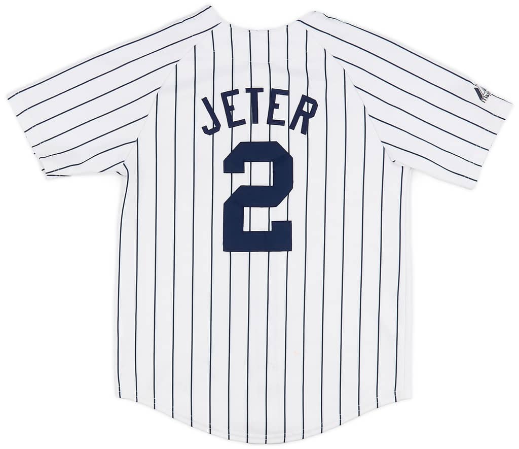 2004-08 New York Yankees Jeter #2 Majestic Home Jersey - 5/10 - (S.Boys)