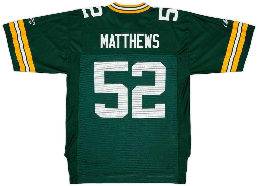 2009-11 Green Bay Packers Matthews #52 Reebok On Field Home Jersey - 9/10 - (M)