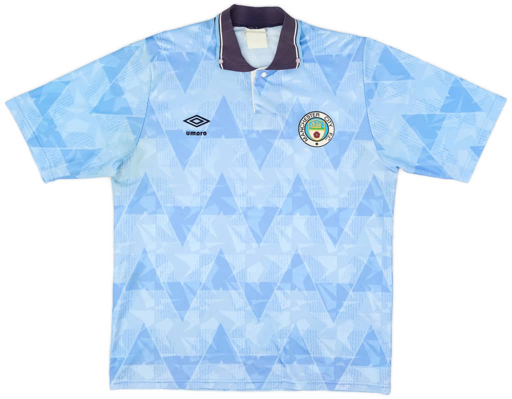 1989-91 Manchester City Home Shirt - 6/10 - (L)