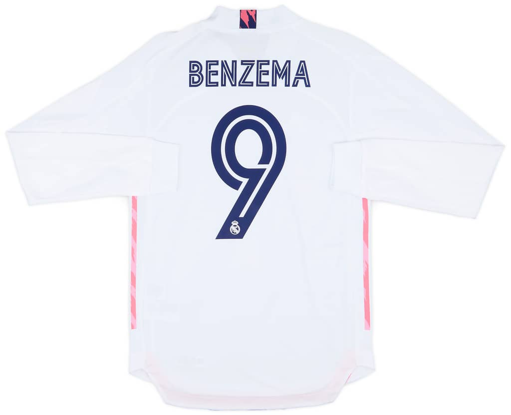 2020-21 Real Madrid Authentic Home L/S Shirt Benzema #9 (S)