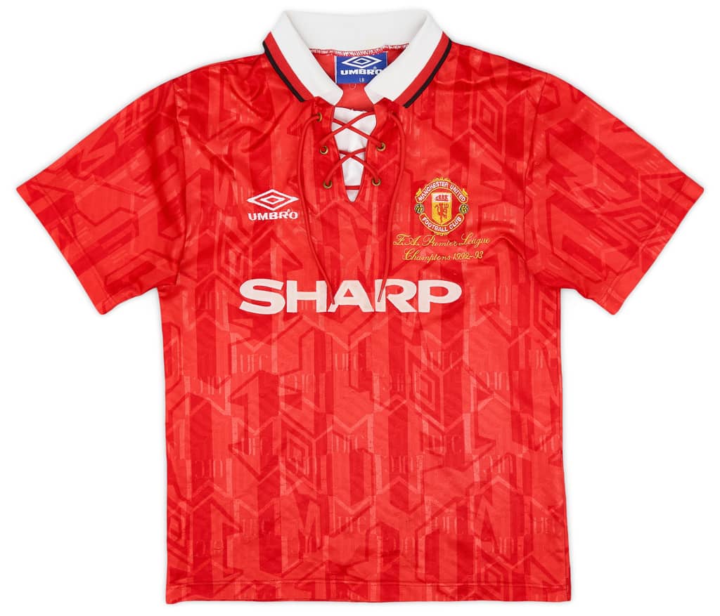 1992-94 Manchester United Home Shirt - 8/10 - (L.Boys)
