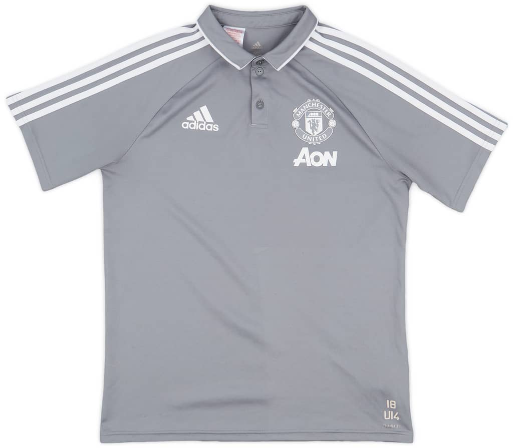 2017-18 Manchester United Youth Player Issue adidas Polo Shirt #18 - 8/10 - (XL.Boys)