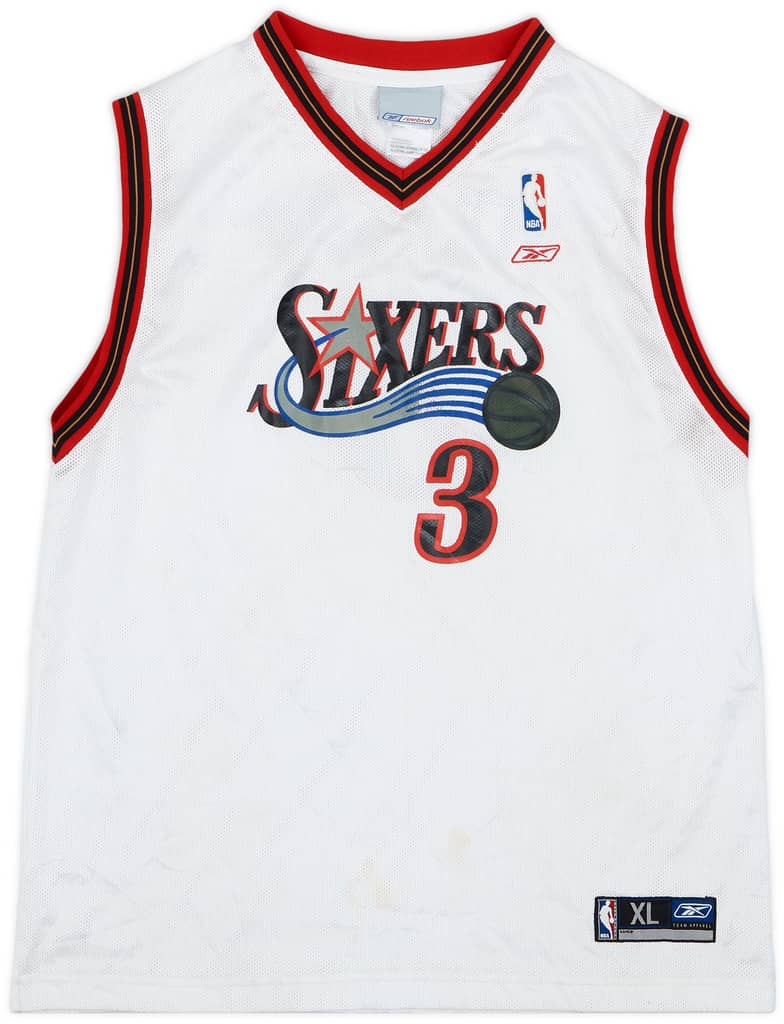 2002-06 Philadelphia 76ers Iverson #3 Reebok Home Jersey - 5/10 - (XL.Boys)