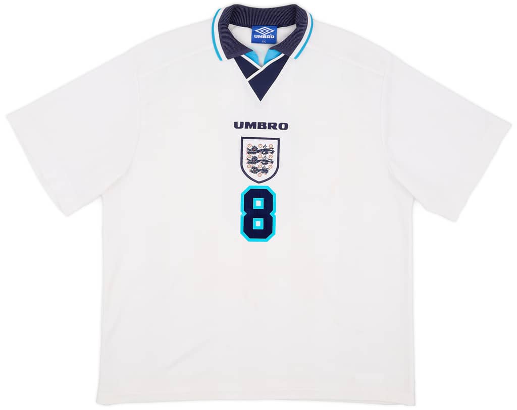 1995-97 England Home Shirt Gascoigne #8 - 6/10 - (XXL)