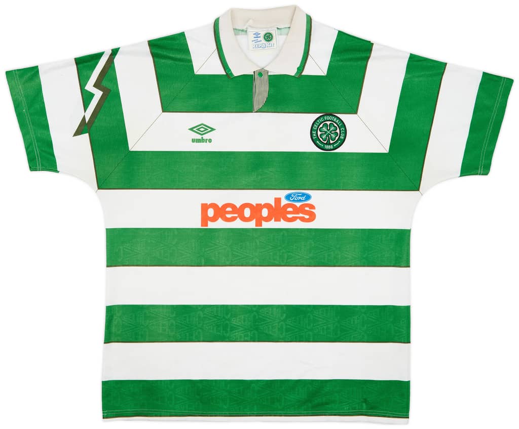 1991-92 Celtic Home Shirt - 8/10 - (XL)