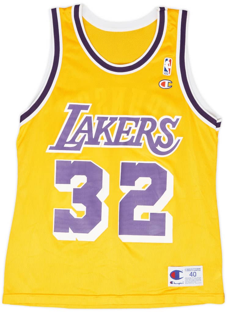 1996 LA Lakers Johnson #32 Champion Home Jersey - 8/10 - (M)