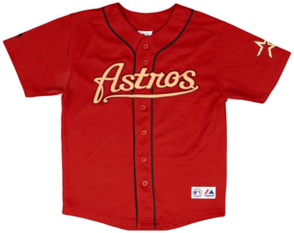 2002-04 Houston Astros Berkman #17 Majestic Alternate Jersey - 7/10 - (M.Boys)