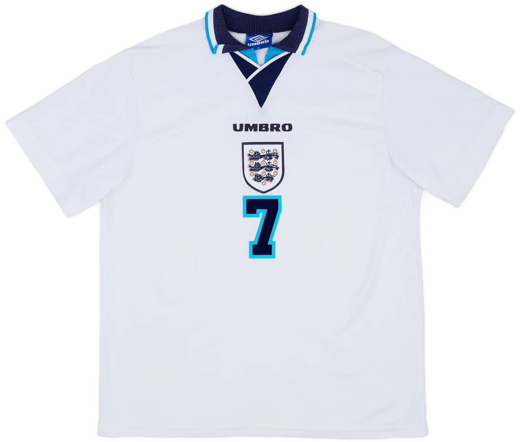 1995-97 England Home Shirt Beckham #7 - 8/10 - (XL)