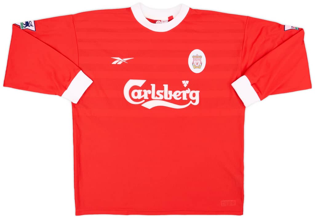 1998-00 Liverpool Match Issue Home L/S Shirt Babb #6