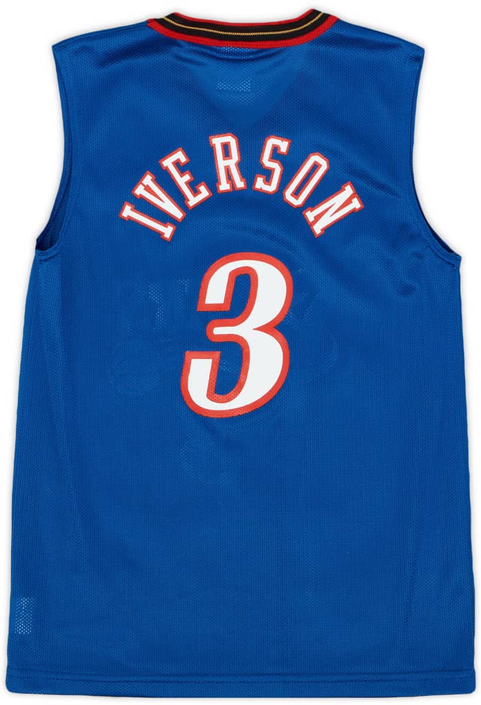 2000-02 Philadelphia 76ers Iverson #3 Champion Alternate Jersey - 10/10 - (S.Boys)