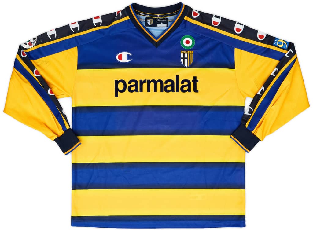 2002-03 Parma Match Issue Home L/S Shirt Marchionni #7