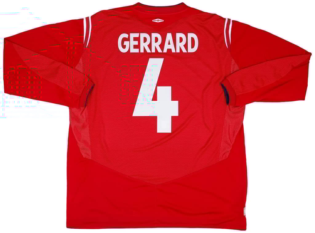 2004-06 England Away L/S Shirt Gerrard #4 - 9/10 - (XXL)