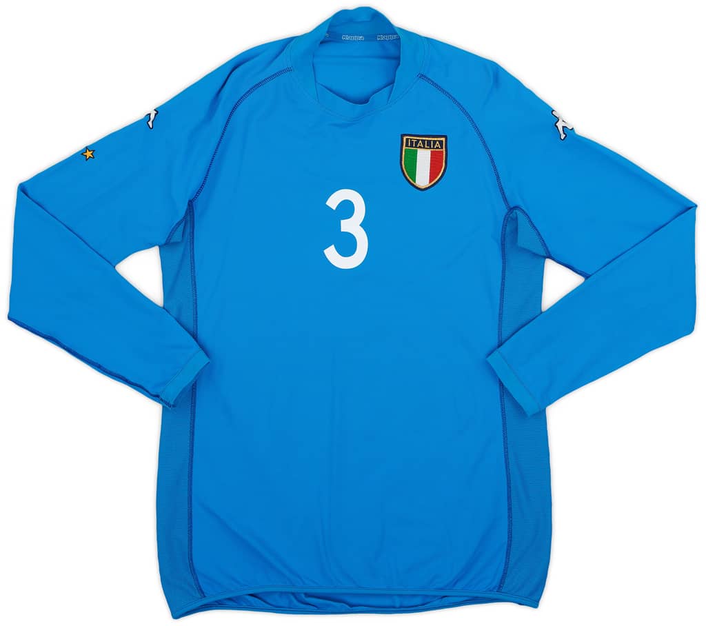 2002 Italy Home L/S Shirt Maldini #3 - 9/10 - (XXL)