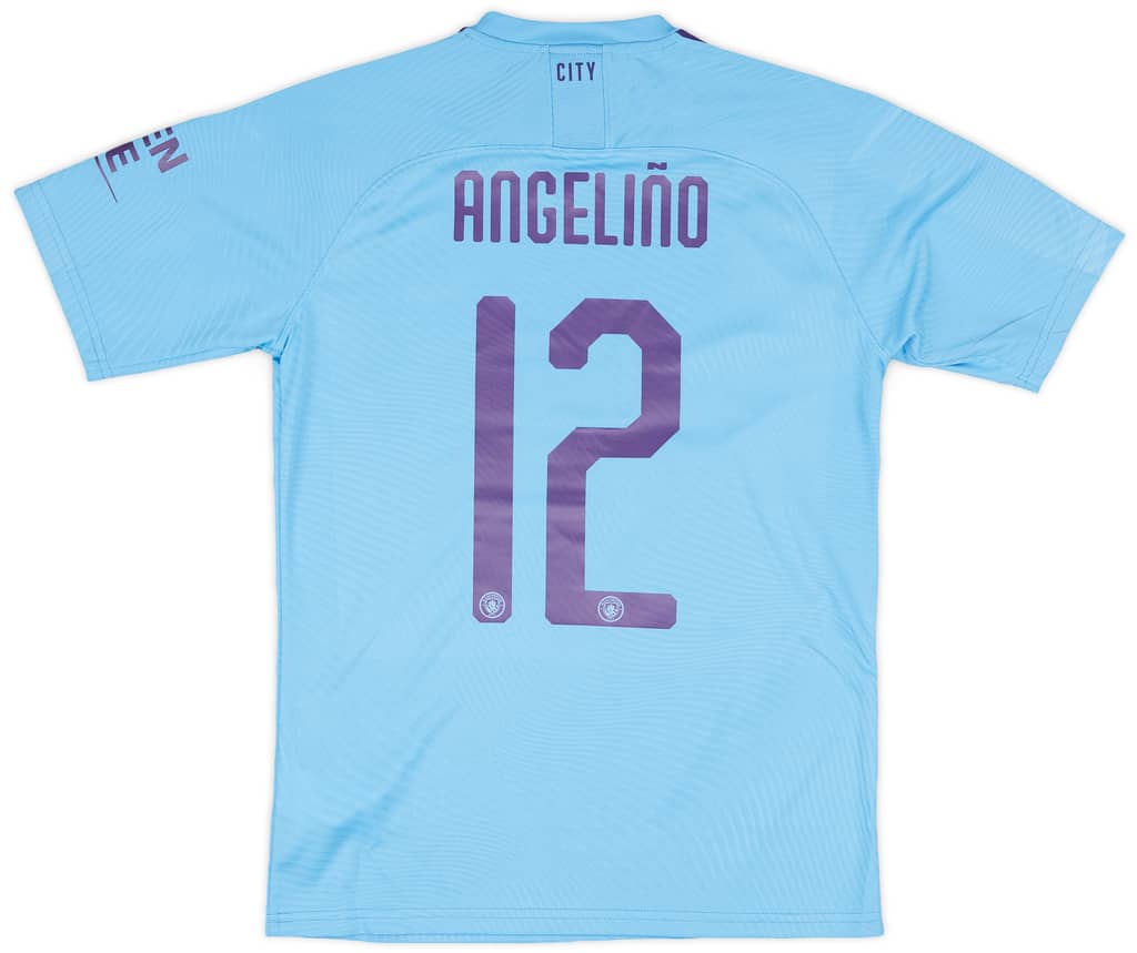 2019-20 Manchester City Match Issue Carabao Cup Home Shirt Angelino #12