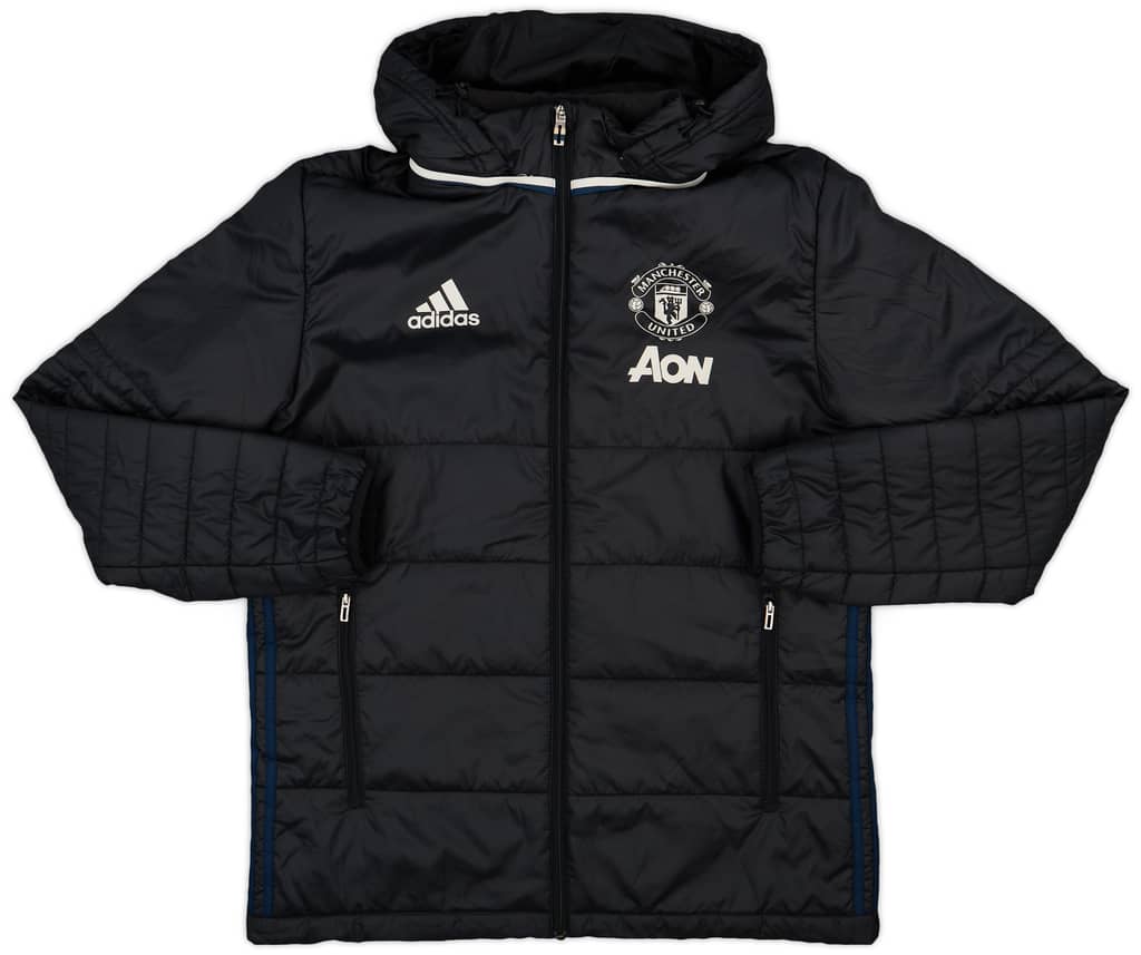 2016-17 Manchester United adidas Hooded Bench Coat - 10/10 - (M)
