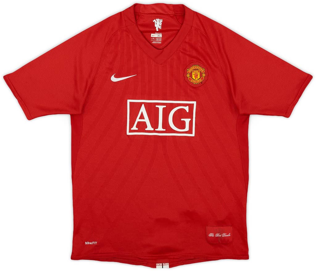 2007-09 Manchester United Home Shirt - 8/10 - (XL.Boys)