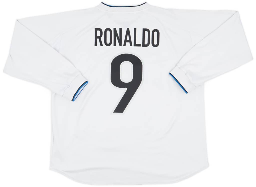1999-00 Inter Milan Player Issue Away L/S Shirt Ronaldo #9 - 7/10 - (XL)