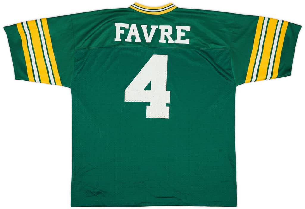 1996 Green Bay Packers Favre #4 Logo Athletic Home Jersey - 8/10 - (XL)