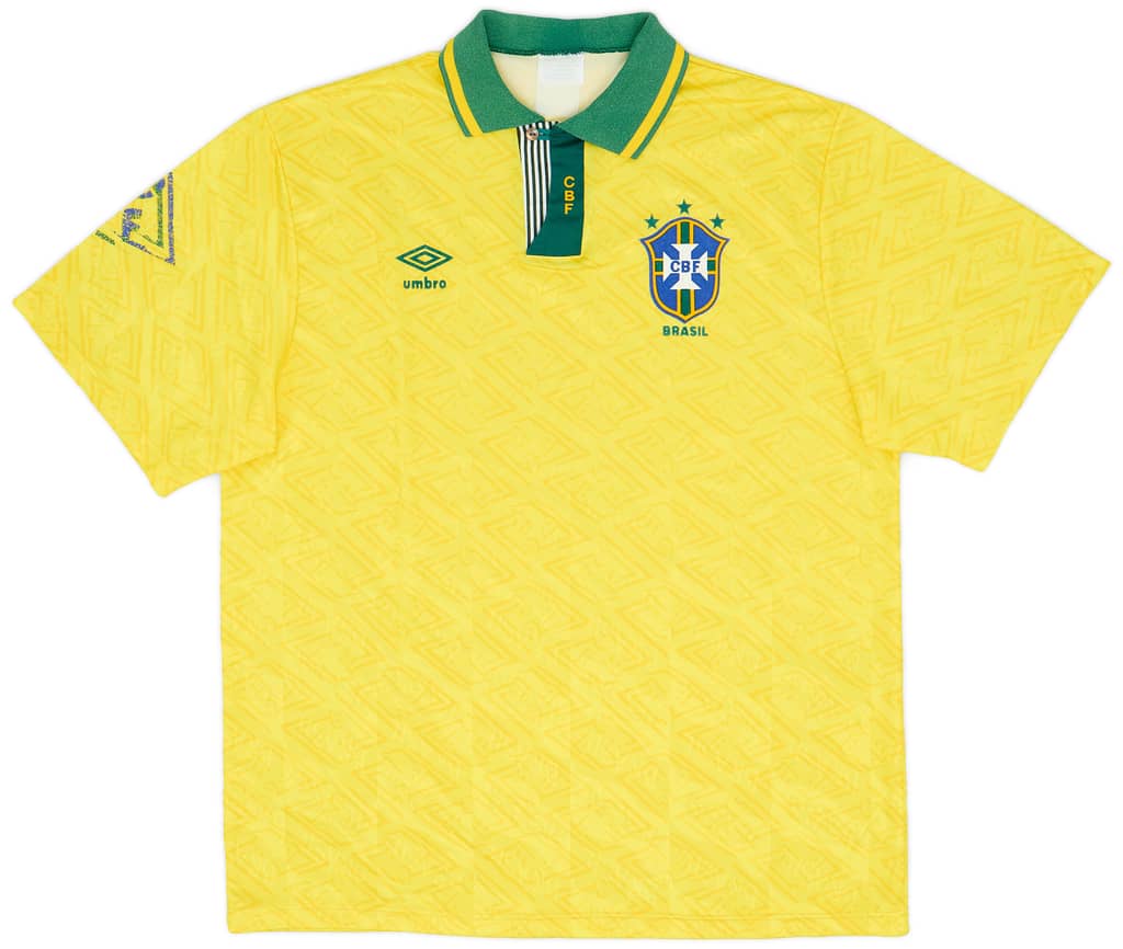 1991-93 Brazil Home Shirt - 7/10 - (XL)