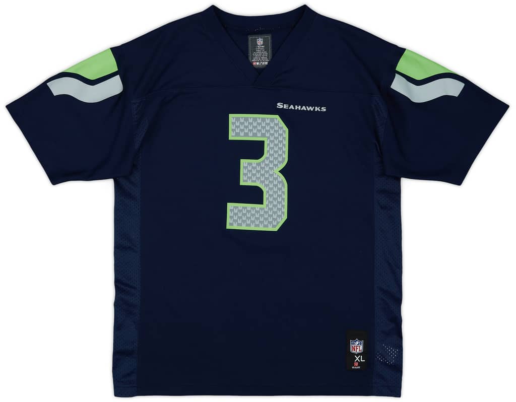 2012-18 Seattle Seahawks Wilson #3 NFL Replica Home Jersey - 8/10 - (XL.Boys)