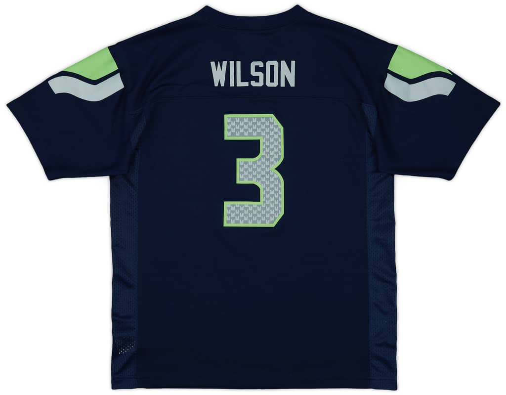 2012-18 Seattle Seahawks Wilson #3 NFL Replica Home Jersey - 8/10 - (XL.Boys)