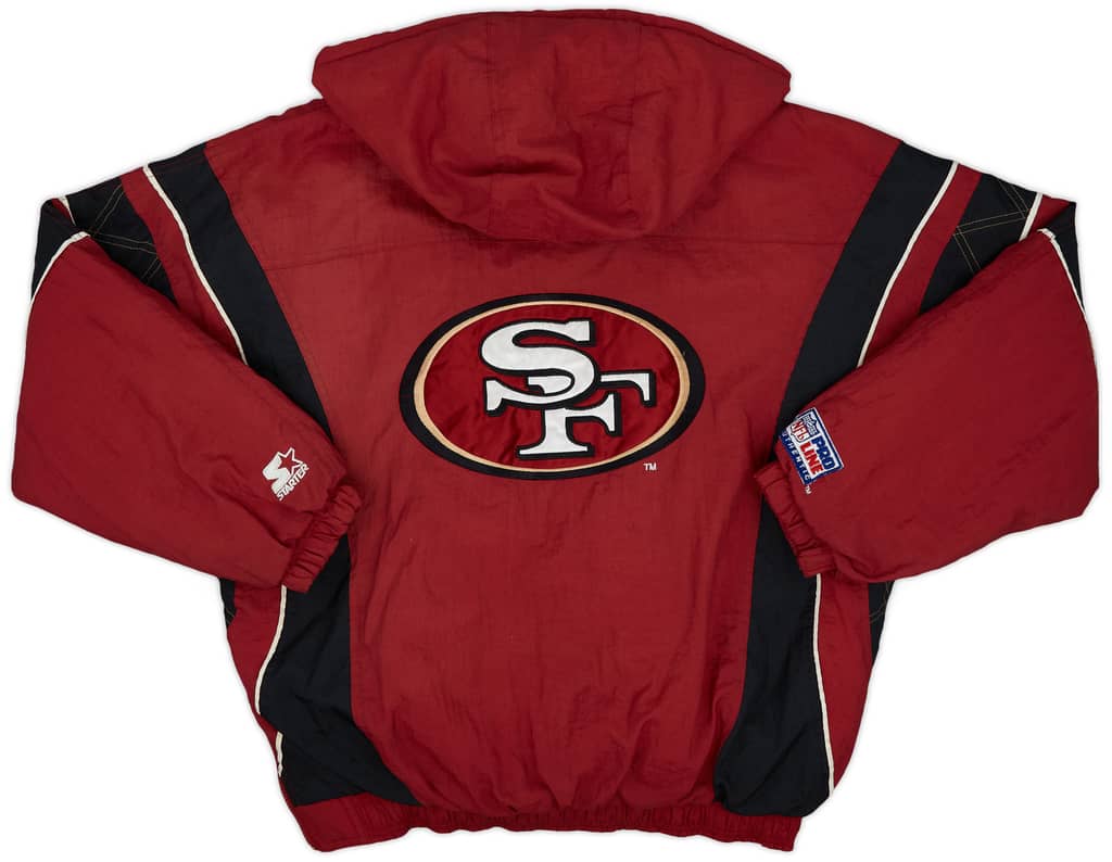 1996-99 San Francisco 49ers Starter 1/2 Zip Hooded Rain Coat - 6/10 - (L)