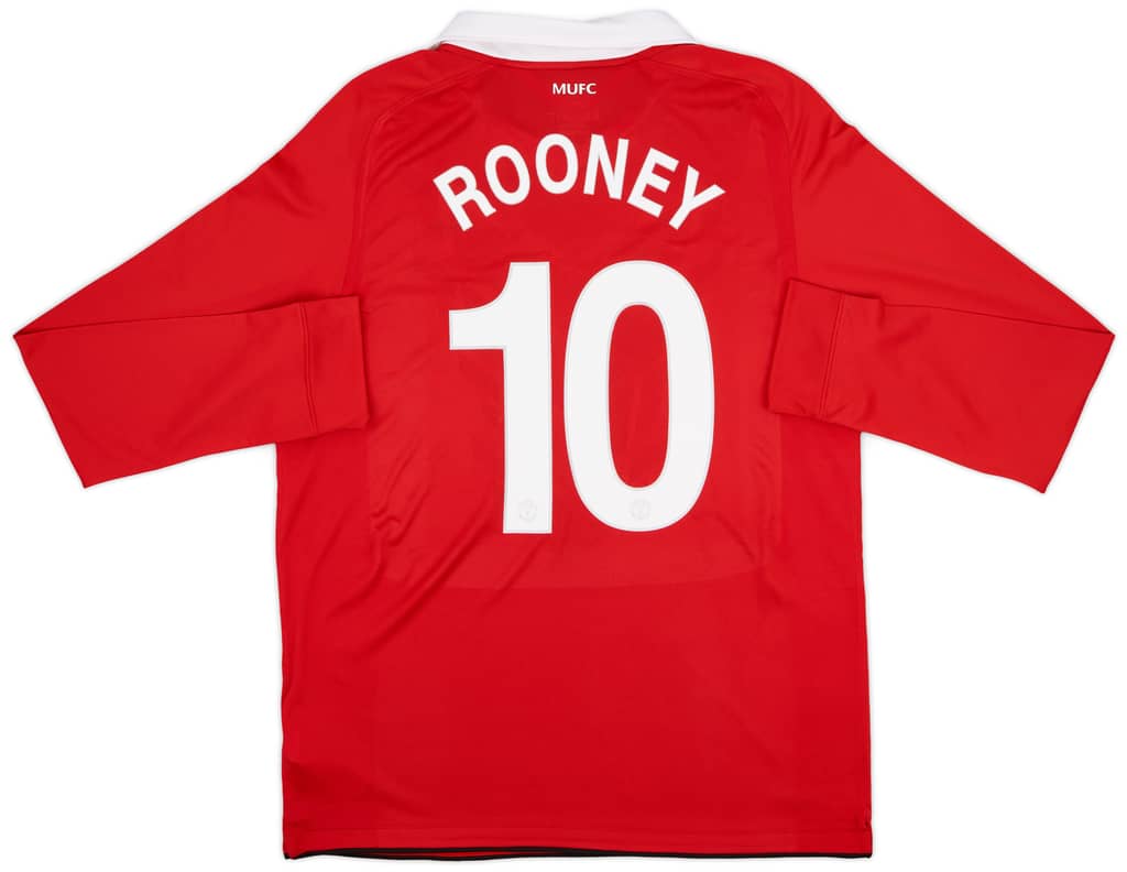 2010-11 Manchester United Home L/S Shirt Rooney #10 - 5/10 - (L)