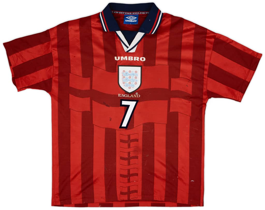 1997-99 England Away Shirt Beckham #7 - 5/10 - (L)