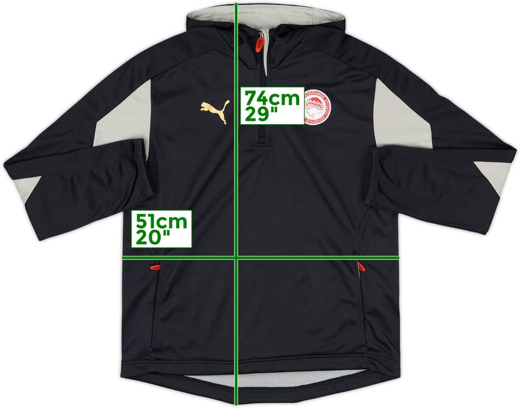 2010-11 Olympiakos Puma 1/4 Zip Hooded Top - 8/10 - (S)
