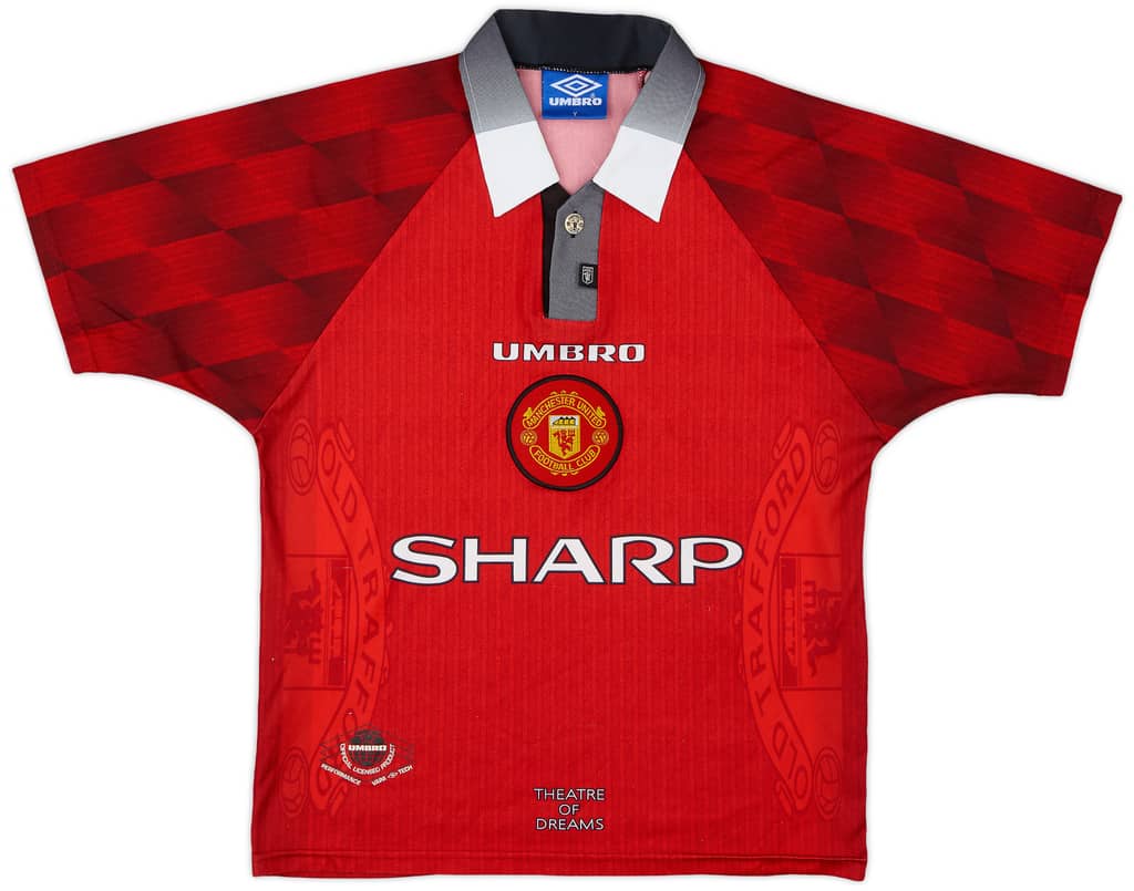 1996-98 Manchester United Home Shirt - 9/10 - (L.Boys)